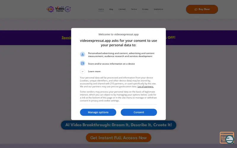 Screenshot of VideoExpress AI