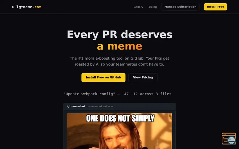 Screenshot of LGTMeme