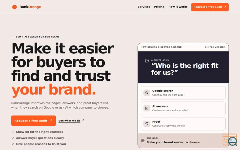 Screenshot of AI SEO Agency for Google, ChatGPT & AI Overviews | RankOrange