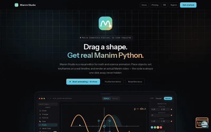 Screenshot of Manim Studio