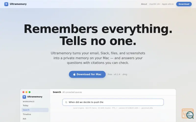 Screenshot of Ultramemory