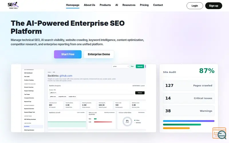 Screenshot of SEO Forge