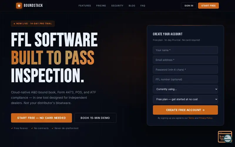 Screenshot of BoundStack — FFL Compliance Software