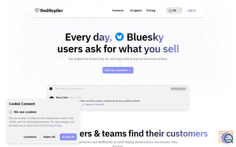Screenshot of RedReplier
