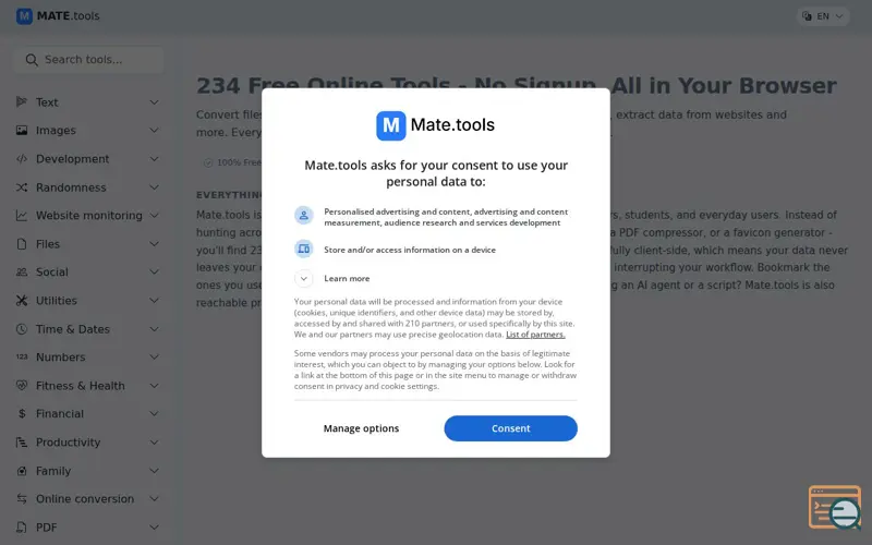 Screenshot of Mate.tools