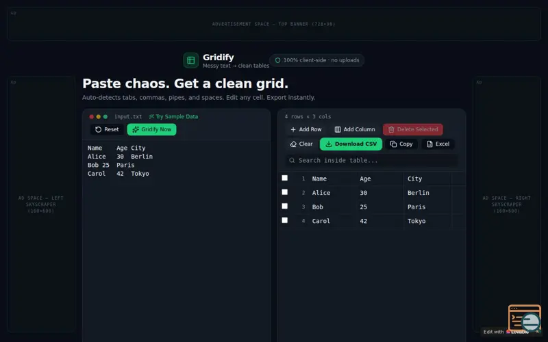 Screenshot of Gridify