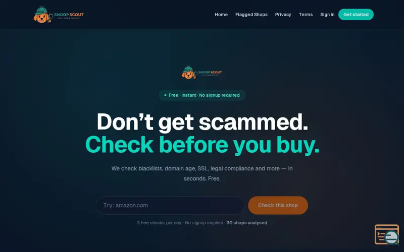 Screenshot of SnoopScout