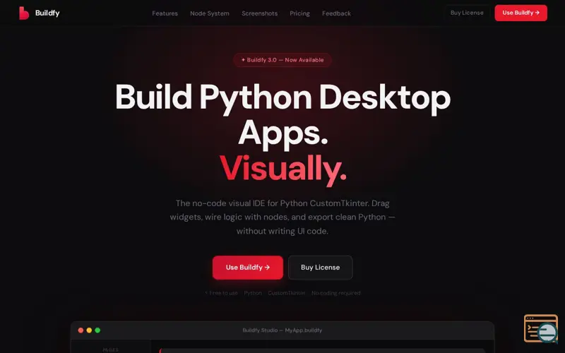 Screenshot of Buildfy 3.0 — Visual Desktop App Builder