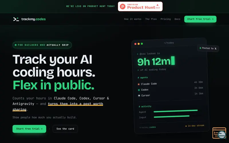 Screenshot of trackmy.codes