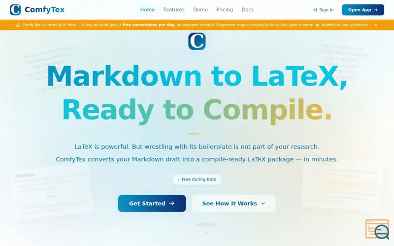 Screenshot of ComfyTex