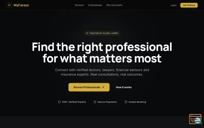 Screenshot of MyCarePe