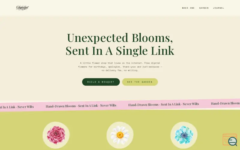 Screenshot of Digibouquet — Free Virtual Flower Bouquet You Can Send by Link