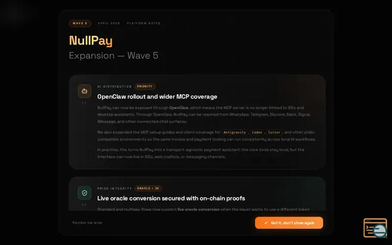Screenshot of NullPay