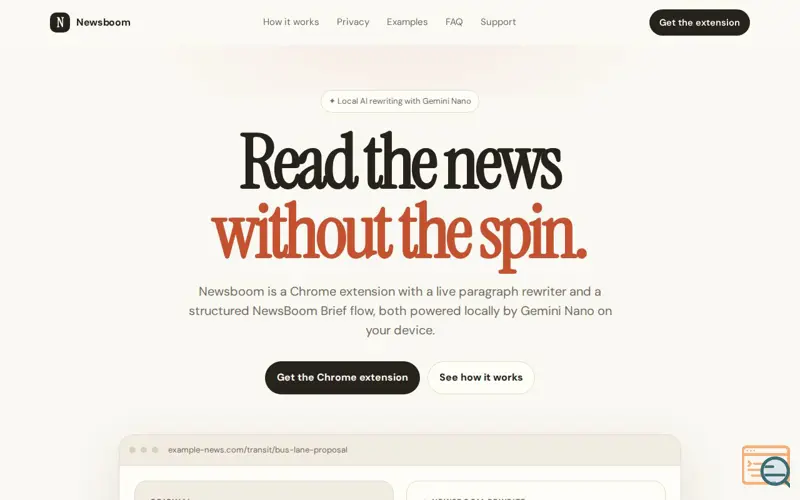Screenshot of Newsboom