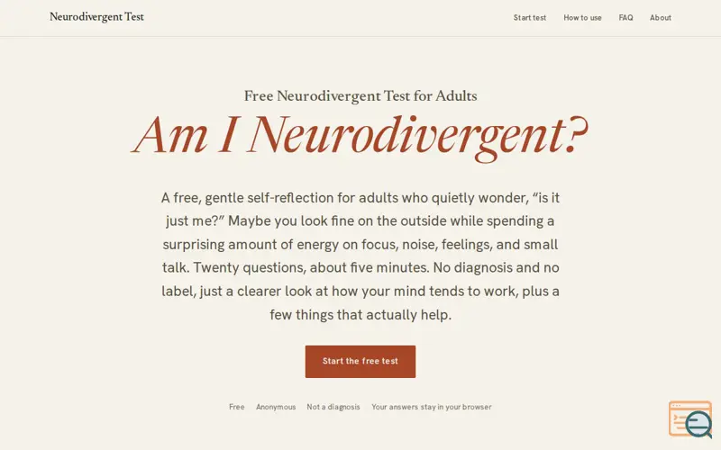 Screenshot of Neurodivergent Test