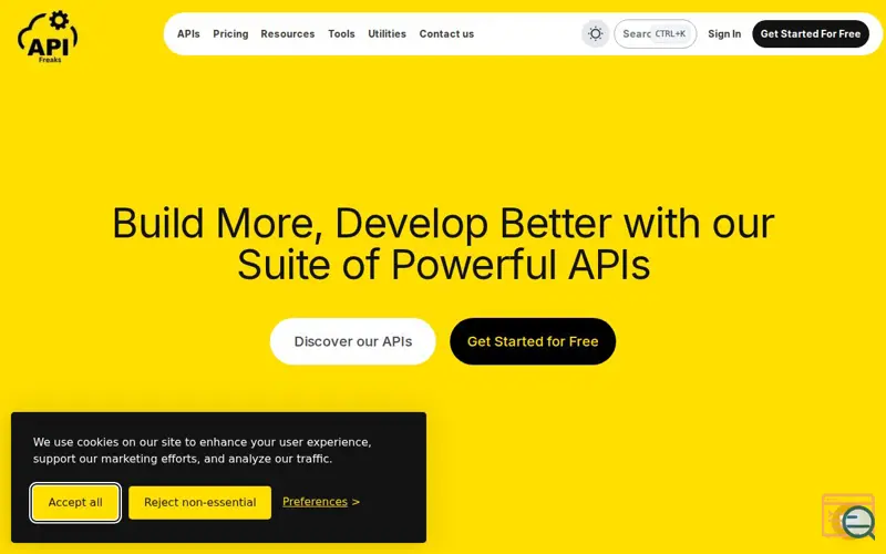 Screenshot of APIFreaks