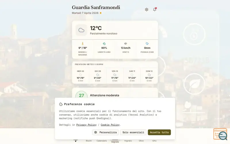 Screenshot of Guardia del Campo, a launch using v0 by Vercel