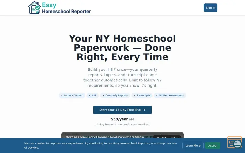Screenshot of Easy Homeschool Reporter