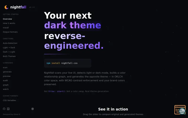 Screenshot of Nightfall CSS