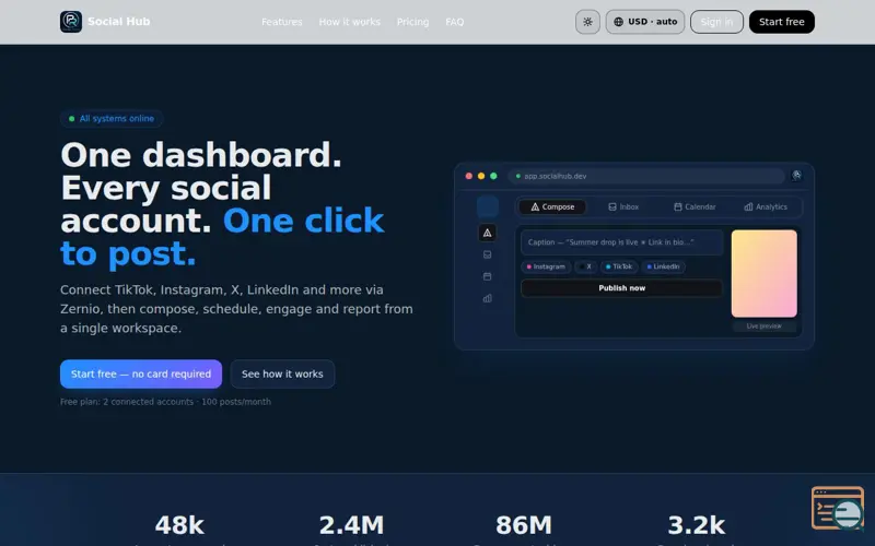 Screenshot of SocialHub