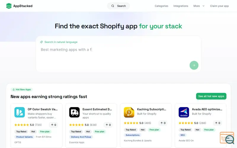Screenshot of AppStacked