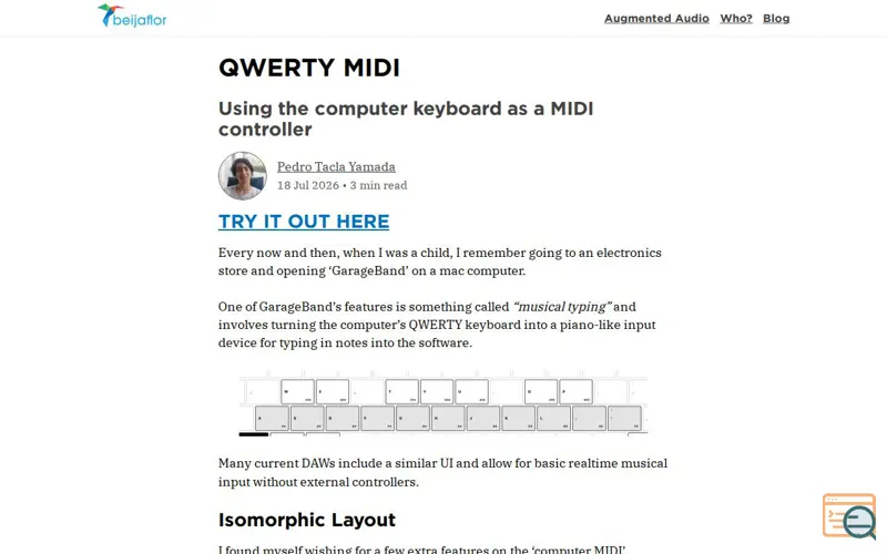 Screenshot of QWERTY MIDI