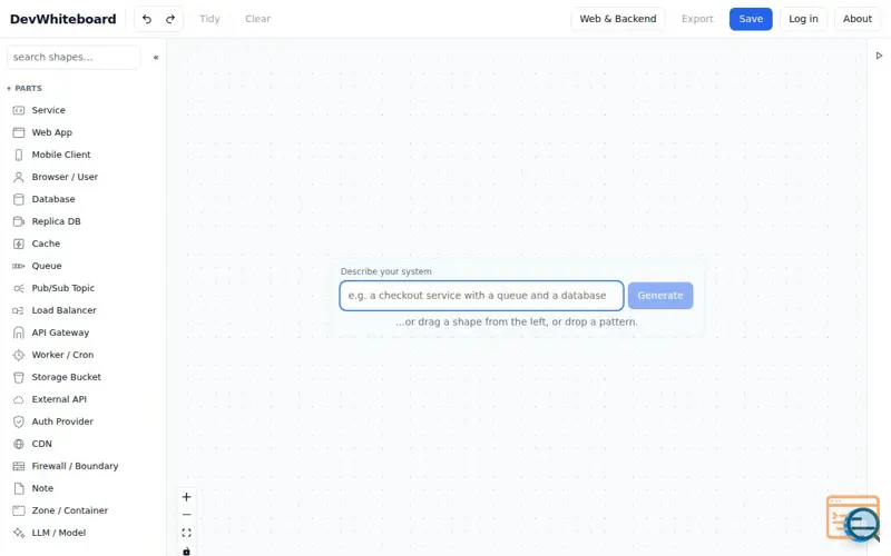 Screenshot of DevWhiteboard, a launch using Yjs