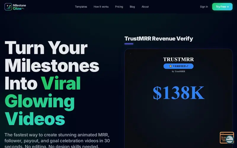 Screenshot of MilestoneGlow — Animated Milestone Video