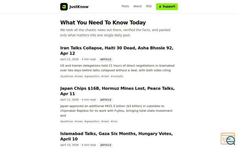 Screenshot of JustKnow
