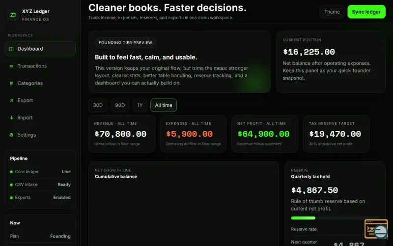 Screenshot of XYZ Ledger