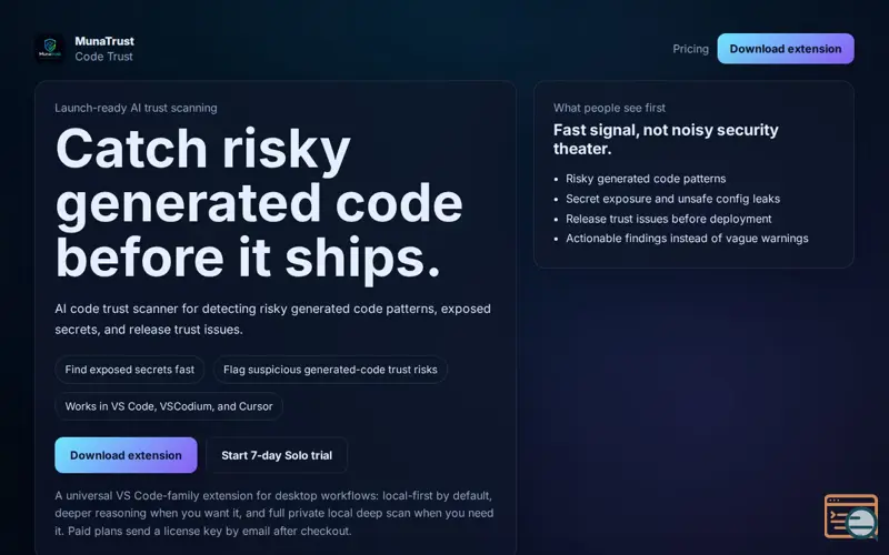 Screenshot of MunaTrust