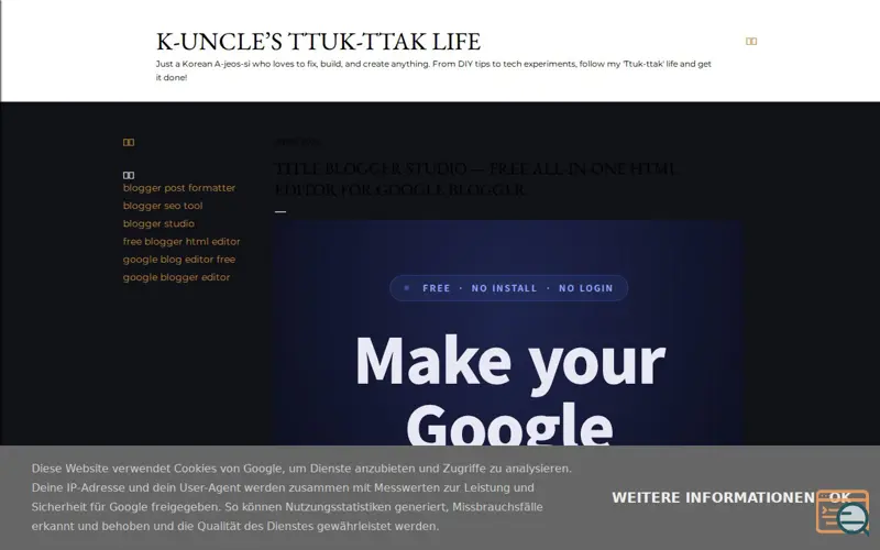 Screenshot of Blogger Studio