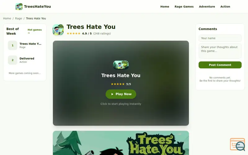 Screenshot of TreesHateYou, a launch using itch.io