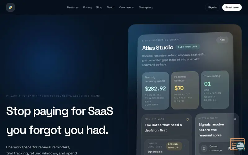 Screenshot of TrackAllSubs