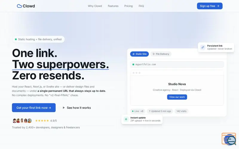 Screenshot of Clowd, a launch using TrustViews