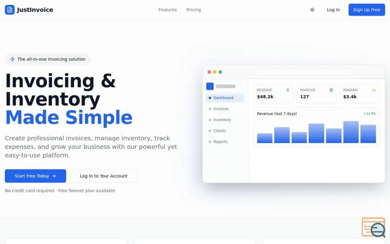 Screenshot of JustInvoice