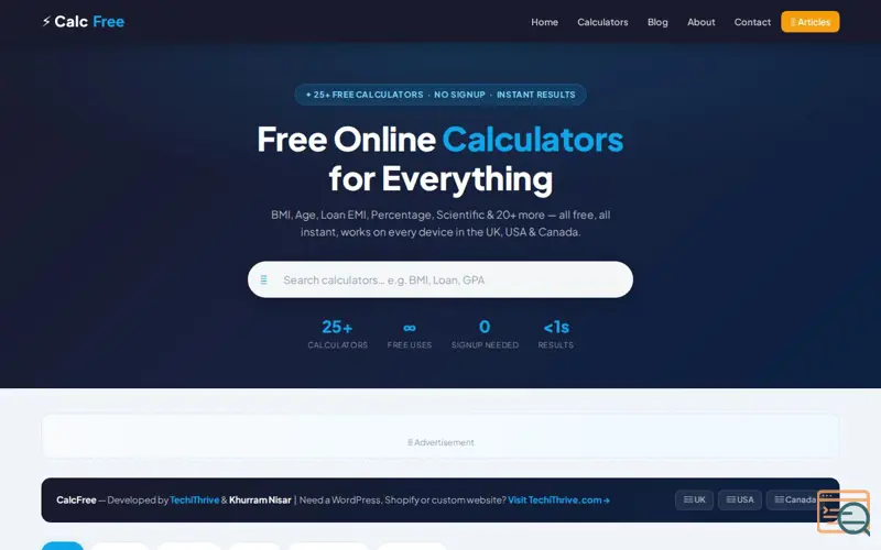 Screenshot of CalcFree