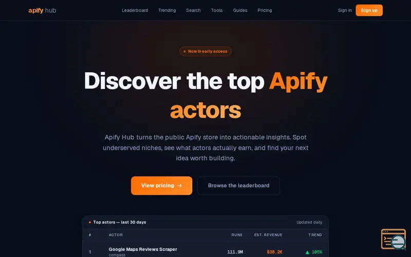 Screenshot of Apify Hub
