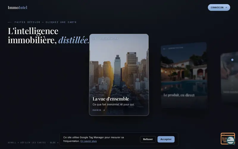 Screenshot of ImmoIntel, a launch using Netlify
