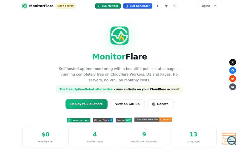 Screenshot of MonitorFlare