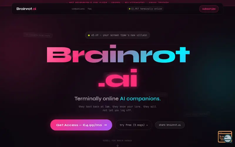 Screenshot of Brainrot.ai