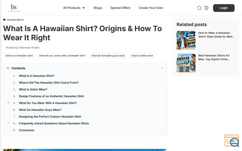 Screenshot of The History & Origins of the Aloha Shirt
