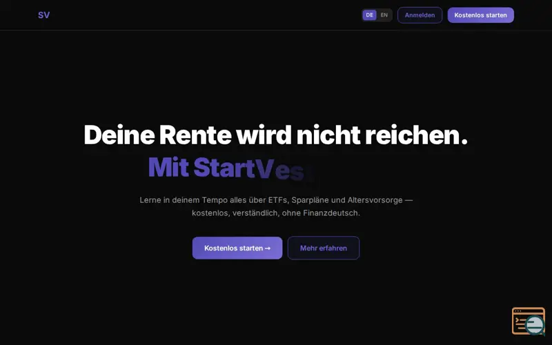 Screenshot of StartVest