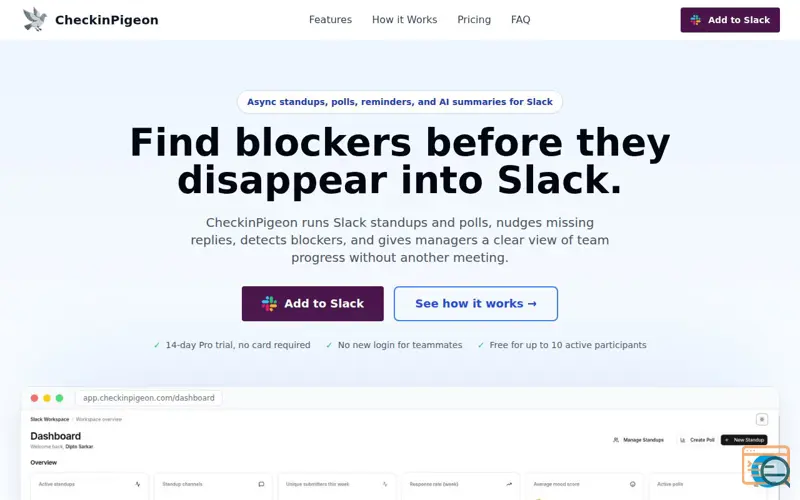 Screenshot of CheckinPigeon