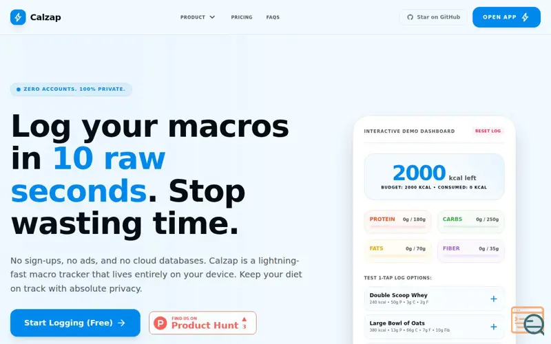 Screenshot of Calzap
