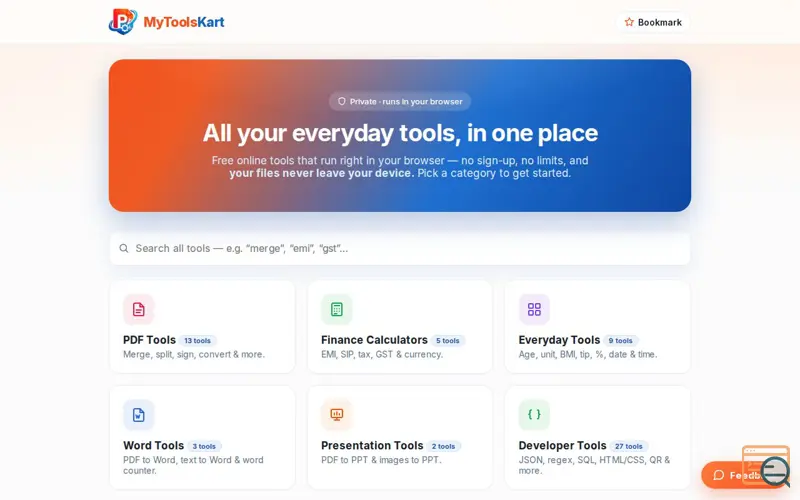 Screenshot of MyToolsKart