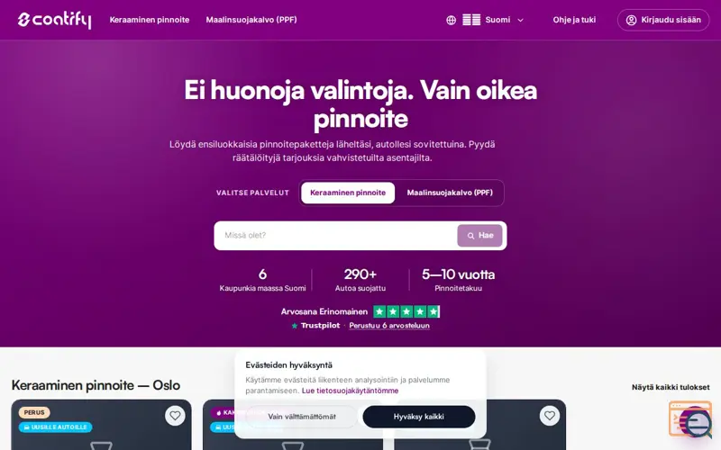 Screenshot of Coatify App