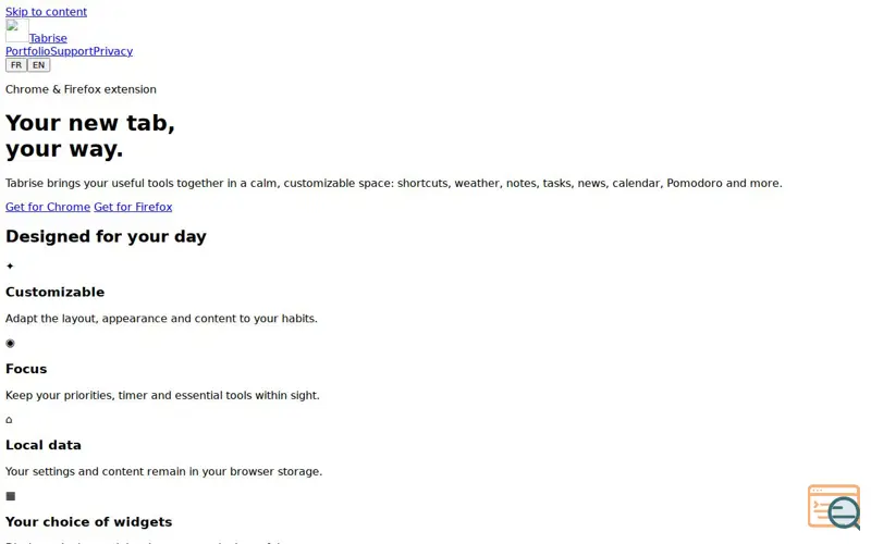 Screenshot of Tabrise — Your custom new tab