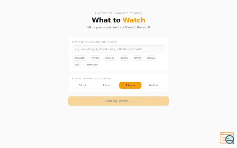 Screenshot of What to Watch AI
