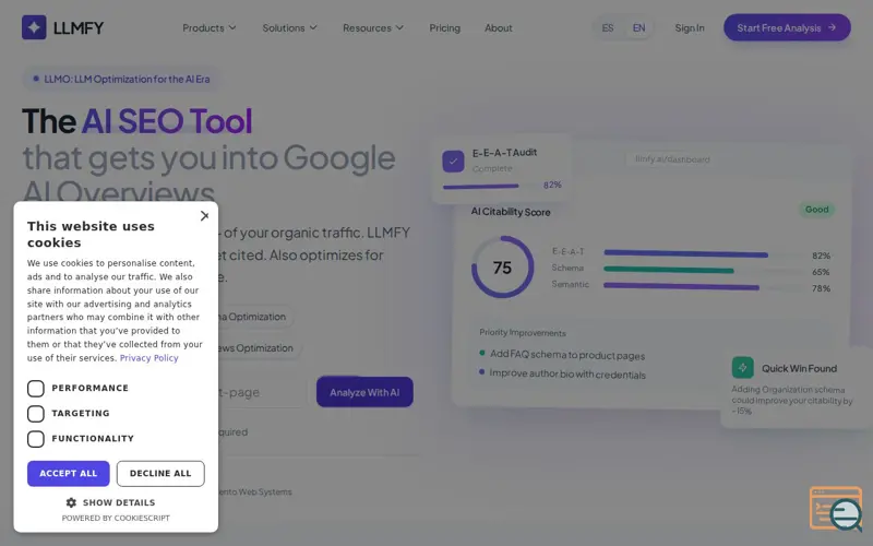 Screenshot of LLMFY